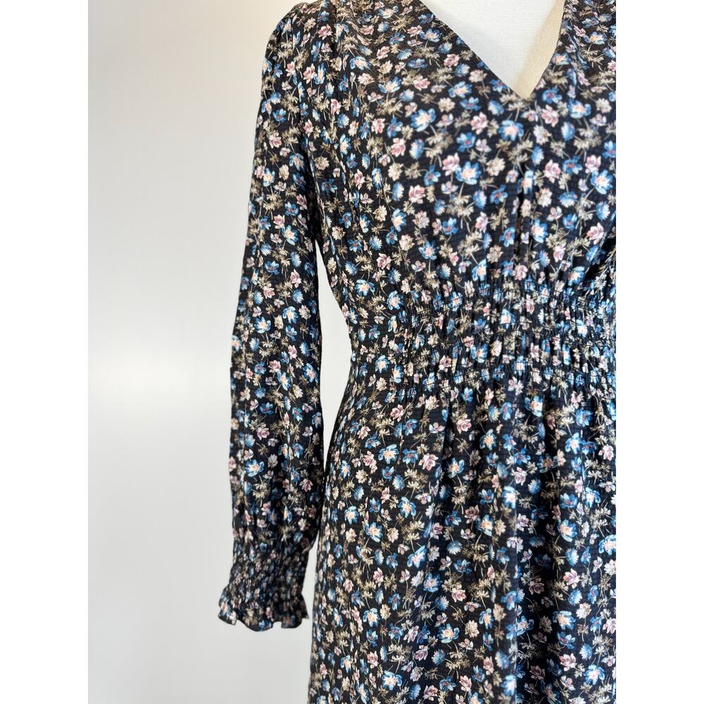 Rebecca Taylor Zelma Floral Silk Midi Dress Women’s 4 Black Cottagecore Prarie - Picture 11 of 16